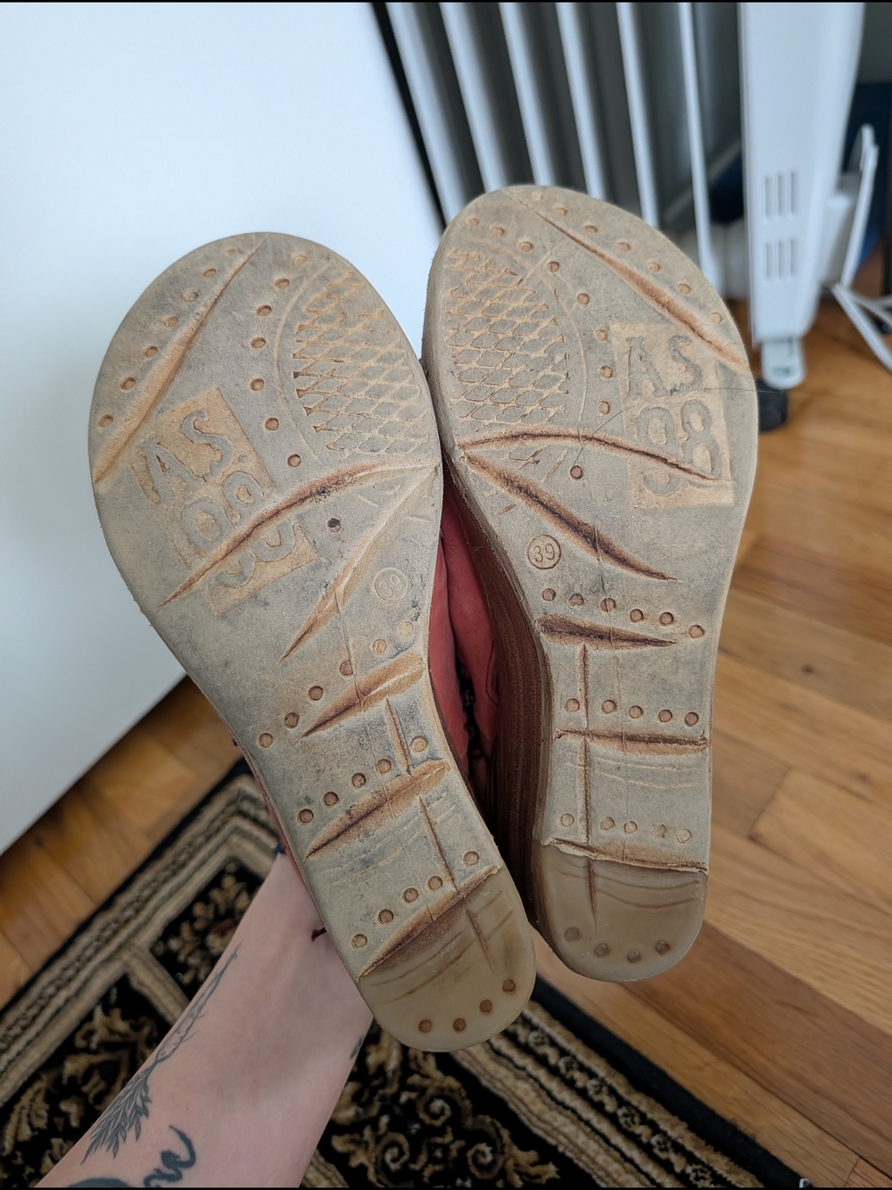 A.S. 98 Women's Rust Leather Wedge Sandals with Stitch Detailing 39 8.5 - Picture 5 of 5